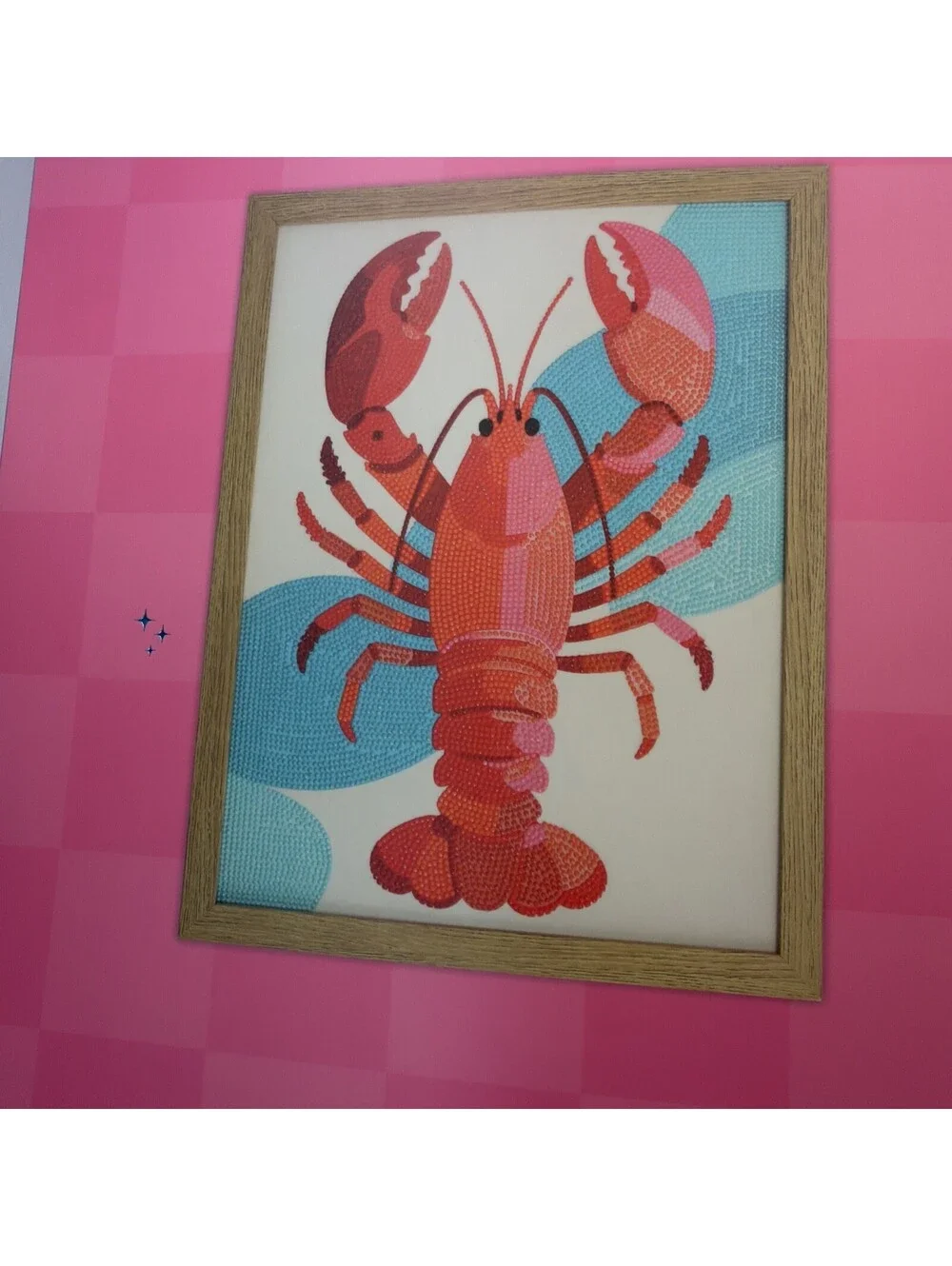 AVEC DIY Diamond Art Painting Lobster Design Framed Poster Velvet 7600+ Stones